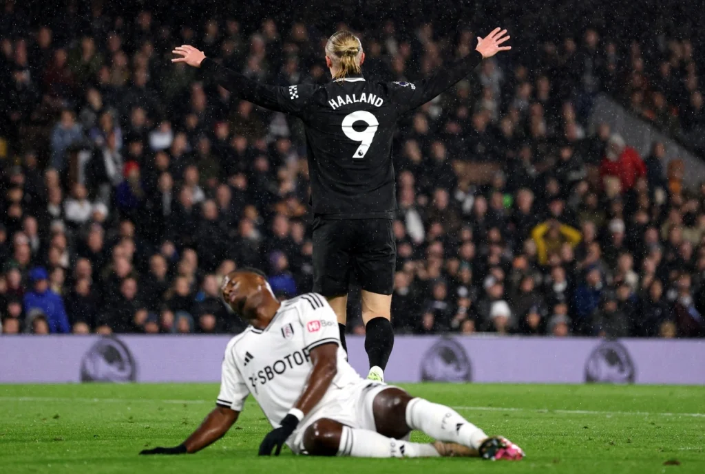 Haaland marca, Manchester City vence Fulham e segue na vice-liderança